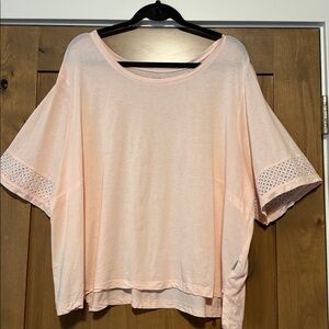 Eddie Bauer Womens 2X Gate Check Eyelet - Short Sleeve Pink‎ Top T Shirt cropped